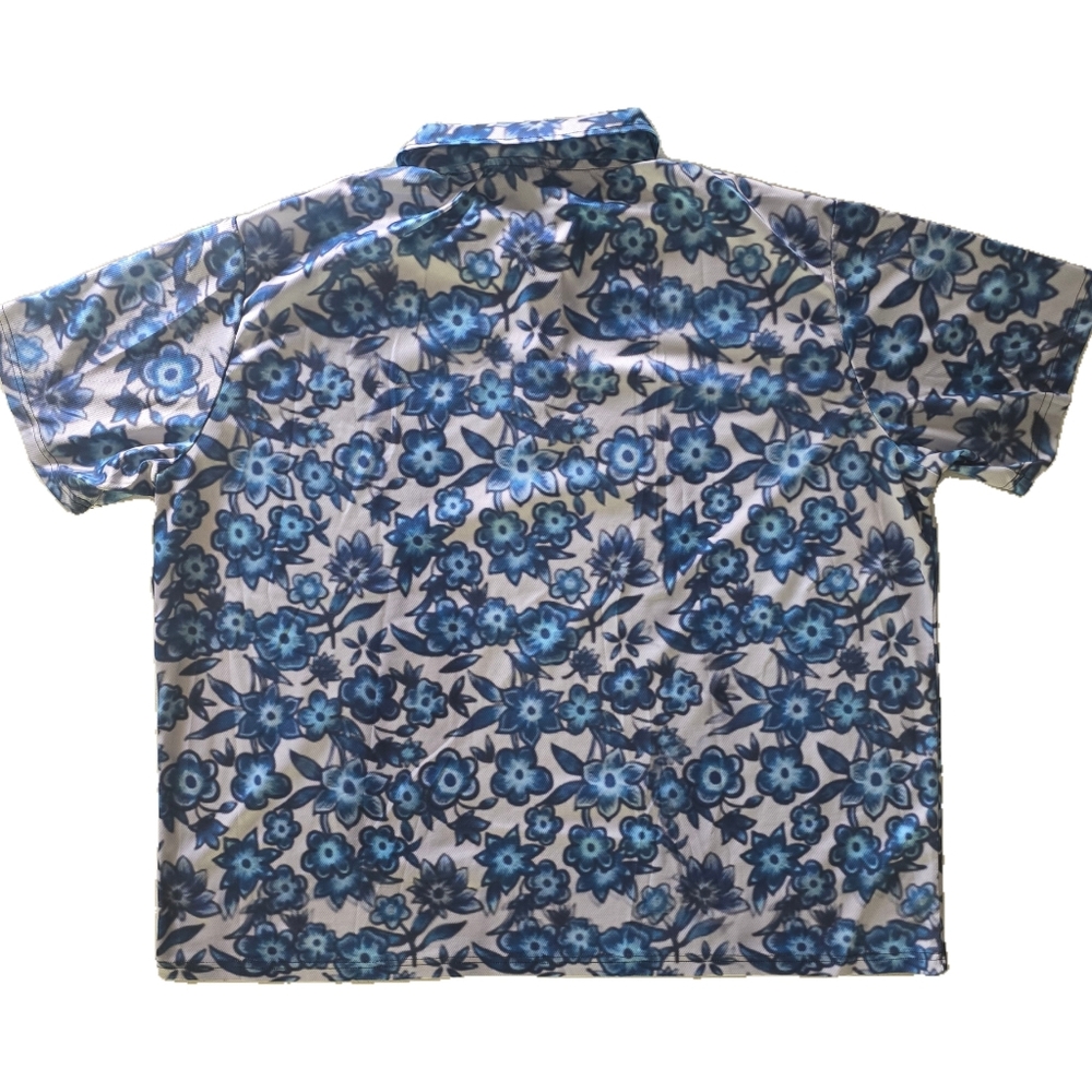 Floral Blue Men's Golf Polo Shirt